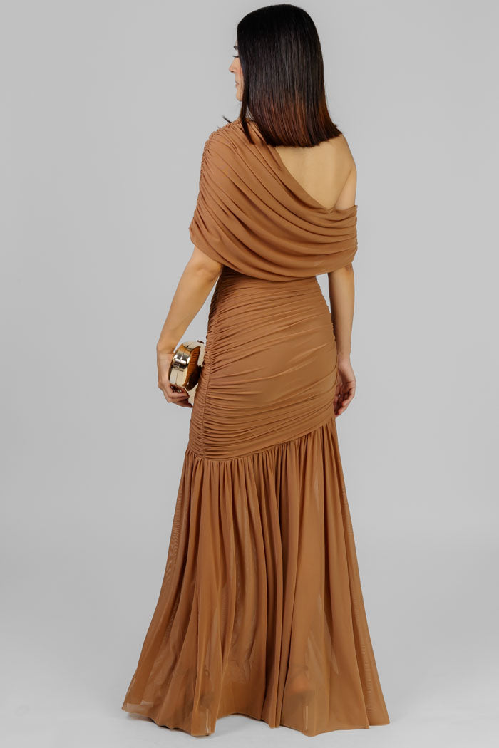 VESTIDO LARGO DRAPEADO HEBILLA