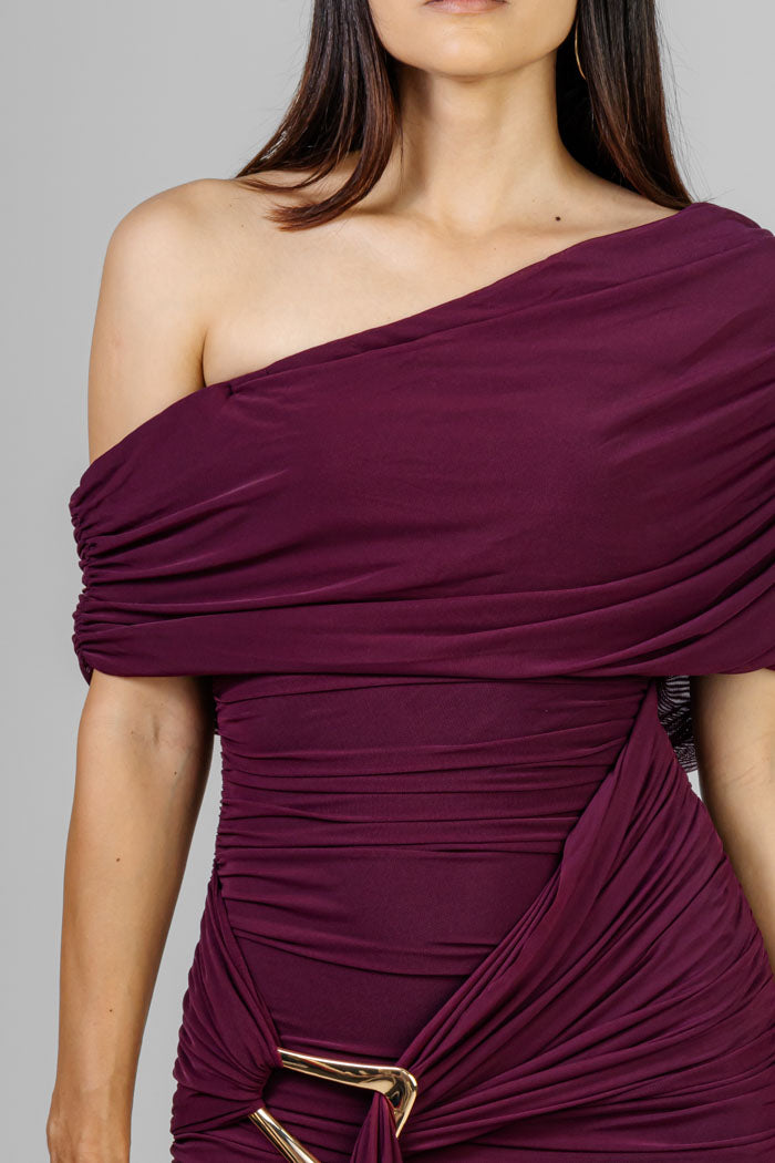 VESTIDO LARGO DRAPEADO HEBILLA