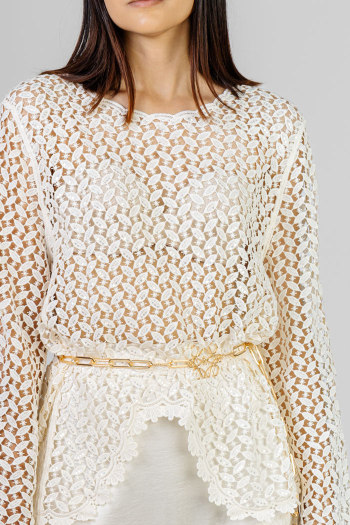 BLUSA EN ENCAJE BLANCO