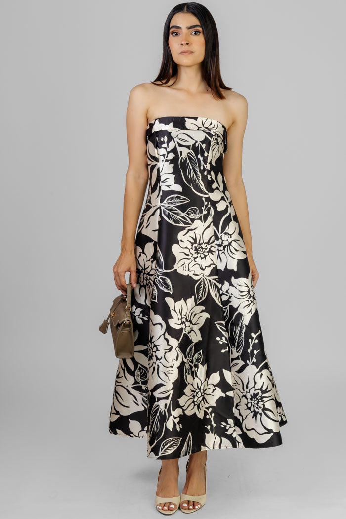 VESTIDO STRAPLESS FLORES