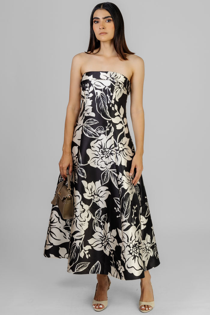 VESTIDO STRAPLESS FLORES