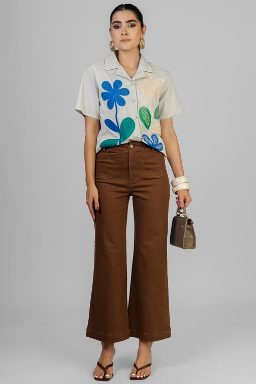 BLUSA ALGODON FLORES BORDADAS