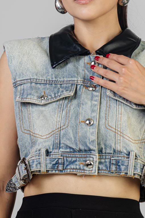 CHALECO DENIM HEBILLAS