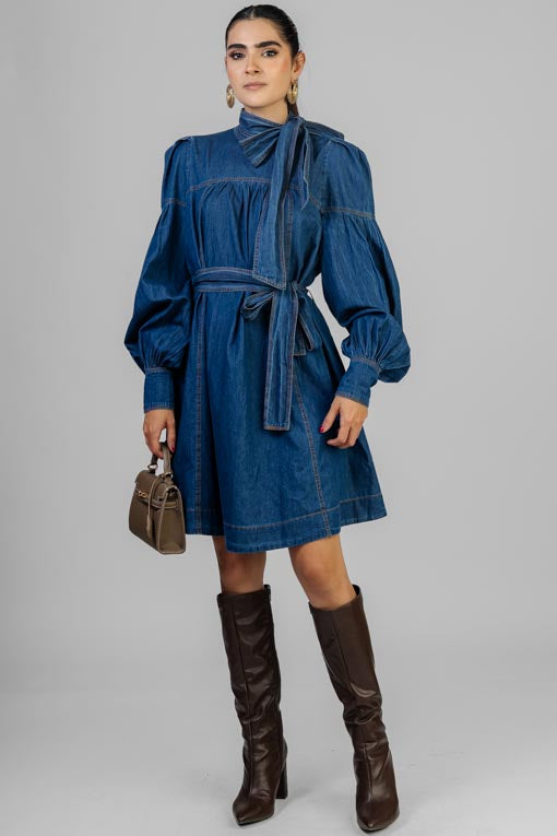VESTIDO MEZCLILLA MOÑO