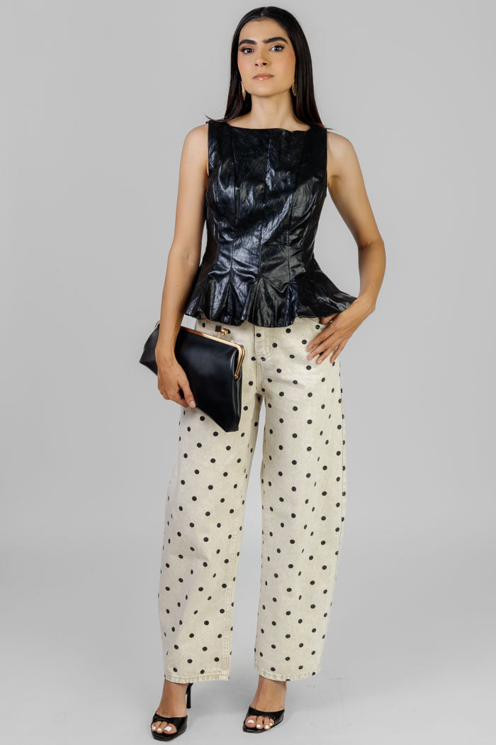 BLUSA EFECTO PIEL PEPLUM