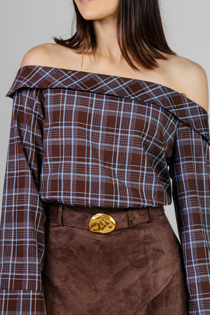 VESTIDO MIDI ASIMÉTRICO CUADROS