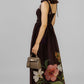 VESTIDO MIDI FLORAL CAFÉ