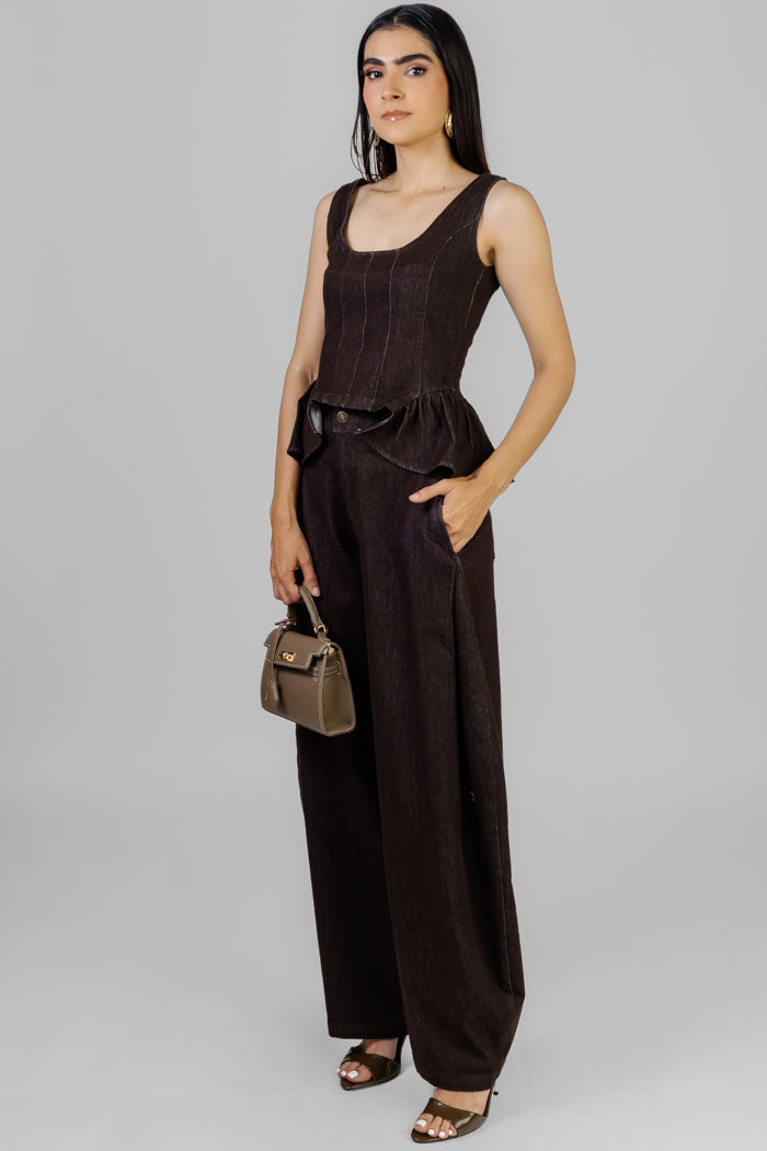 CONJUNTO DENIM PEPLUM OSCURO