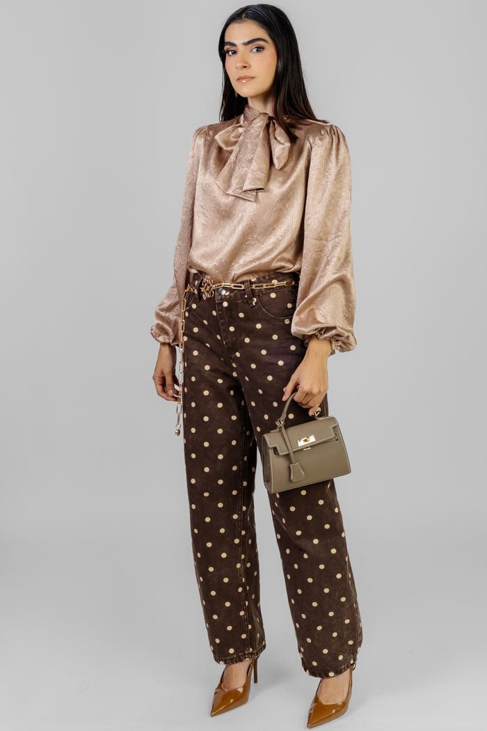 BLUSA SATINADA CON LAZO