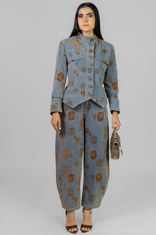CONJUNTO DENIM MAO FLORAL