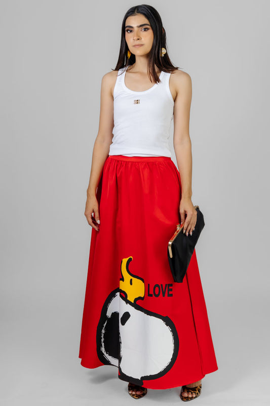 MAXI FALDA ESTAMPADA ROJA