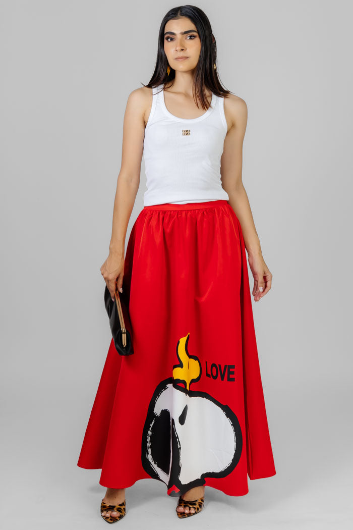 MAXI FALDA ESTAMPADA ROJA