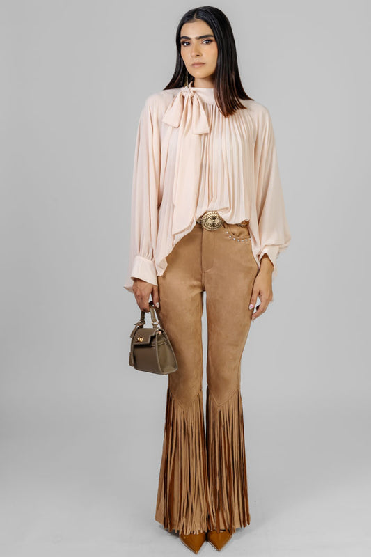 BLUSA PLISADA CON LAZO