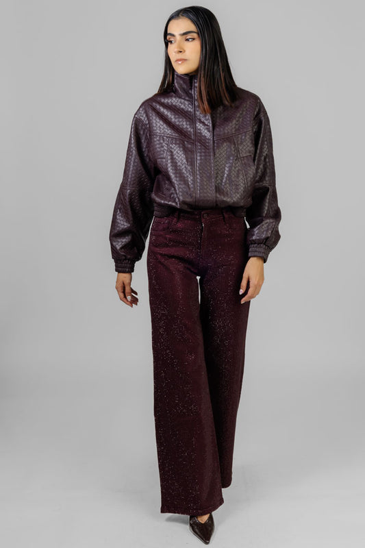 CHAQUETA TEXTURIZADA BORDÓ