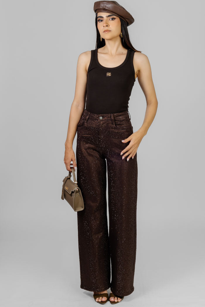 BLUSA BÁSICA ACANALADA MARRÓN