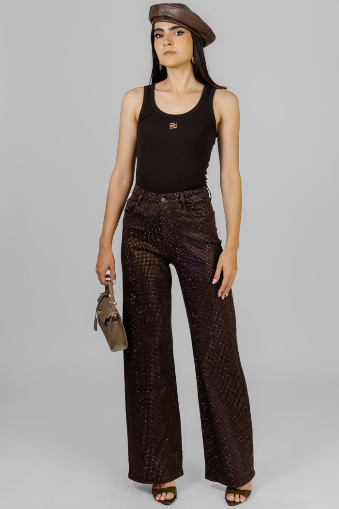 BLUSA BÁSICA ACANALADA MARRÓN