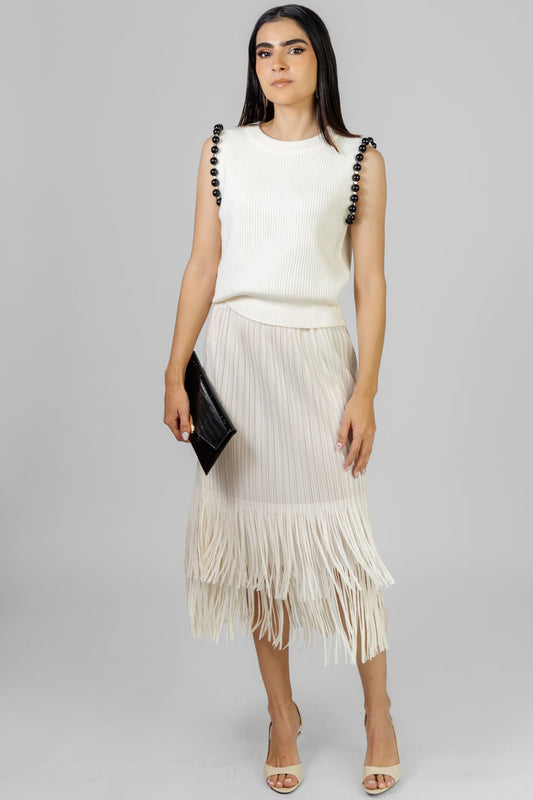 BLUSA ACANELADA CON PERLAS