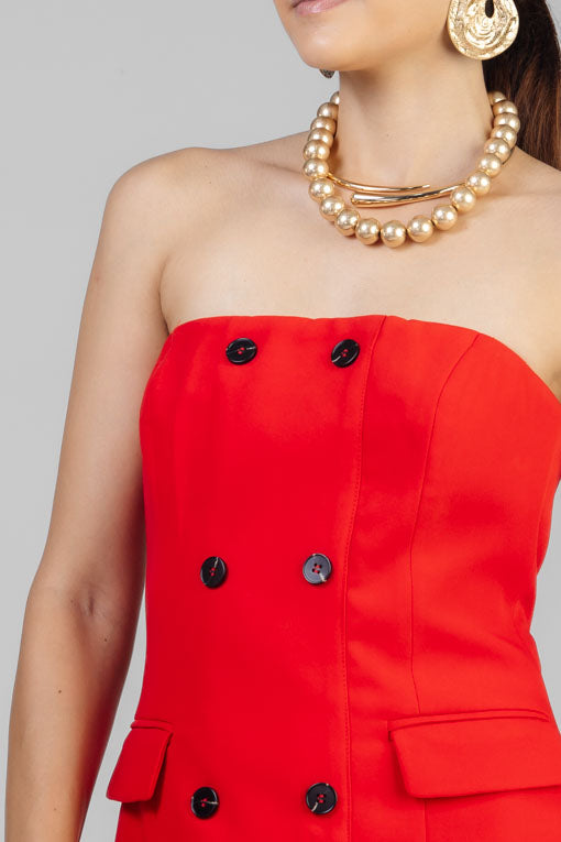 VESTIDO STRAPLESS ROJO