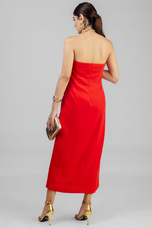 VESTIDO STRAPLESS ROJO