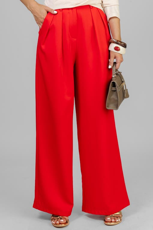 PANTALON PLISES ROJO