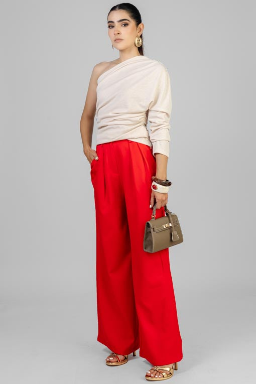 PANTALON PLISES ROJO