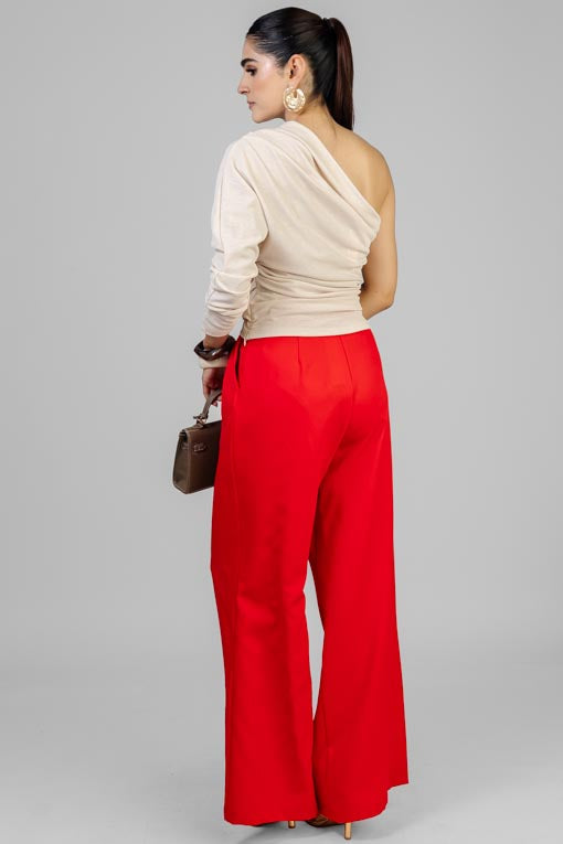 PANTALON PLISES ROJO
