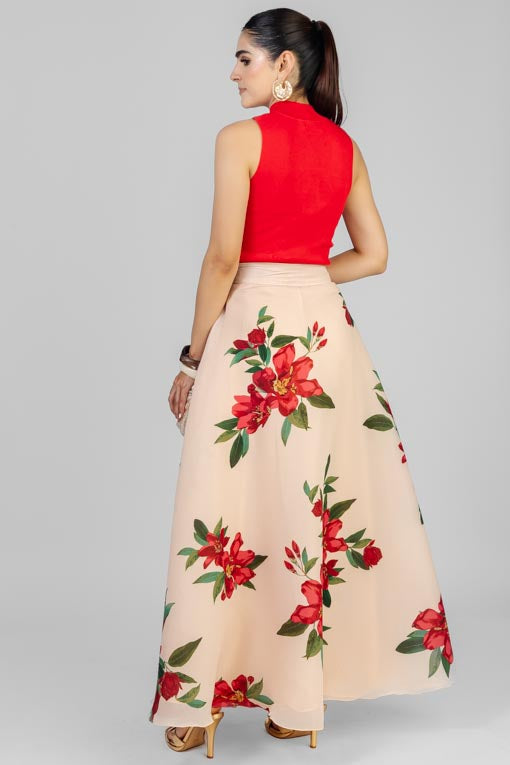 FALDA FLORES ROJA