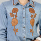 CAMISA DENIM FLORES MOKA
