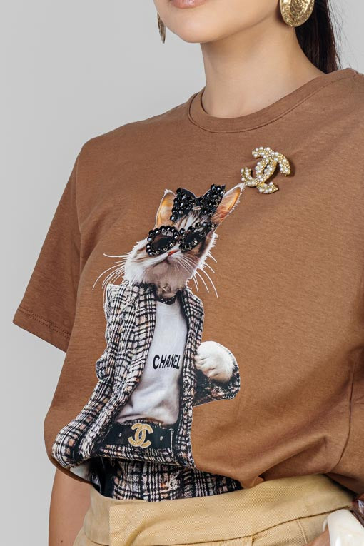 PLAYERA GATITA LENTES