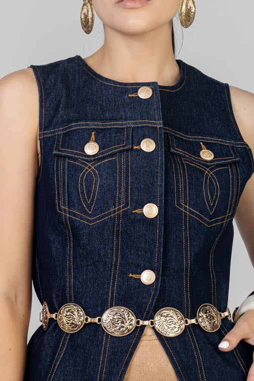 CHALECO DENIM PESPUNTES