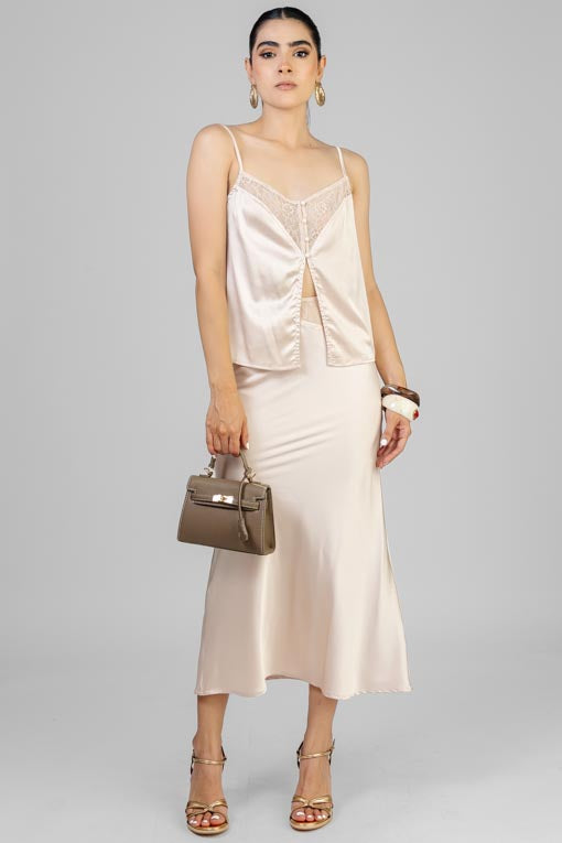 CONJUNTO SATIN BEIGE