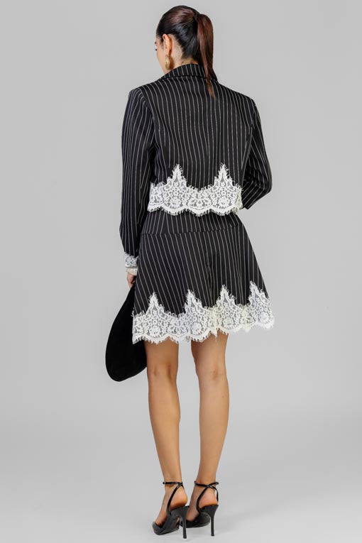 CONJUNTO VESTIDO Y SACO RAYAS