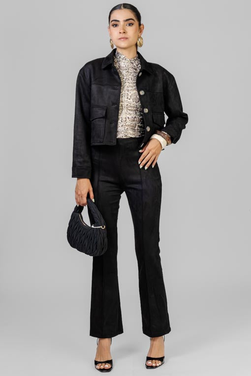 CONJUNTO CHAQUETA GAMUZA NEGRO