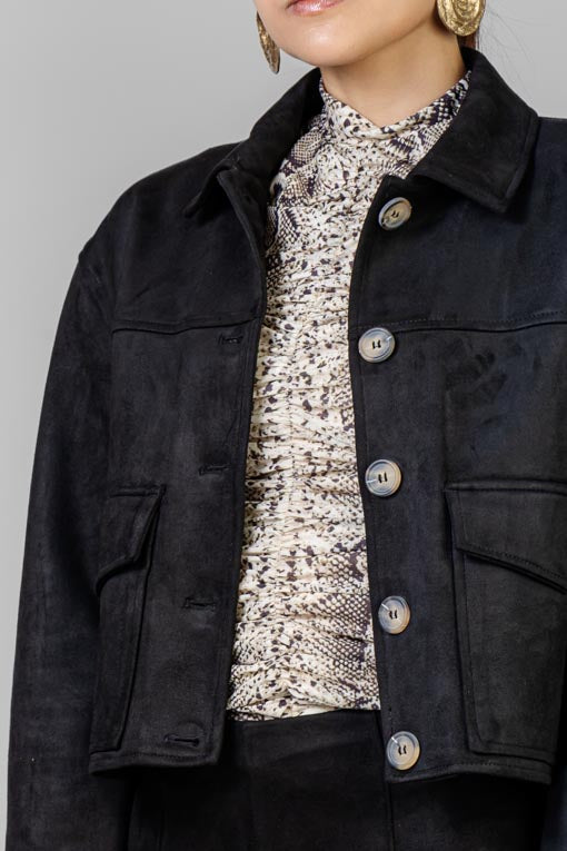 CONJUNTO CHAQUETA GAMUZA NEGRO