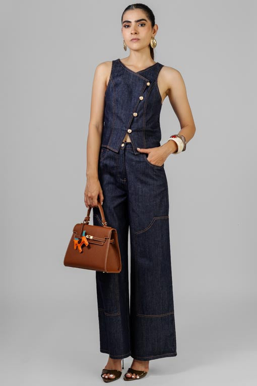 CONJUNTO DENIM CHALECO CRUZADO