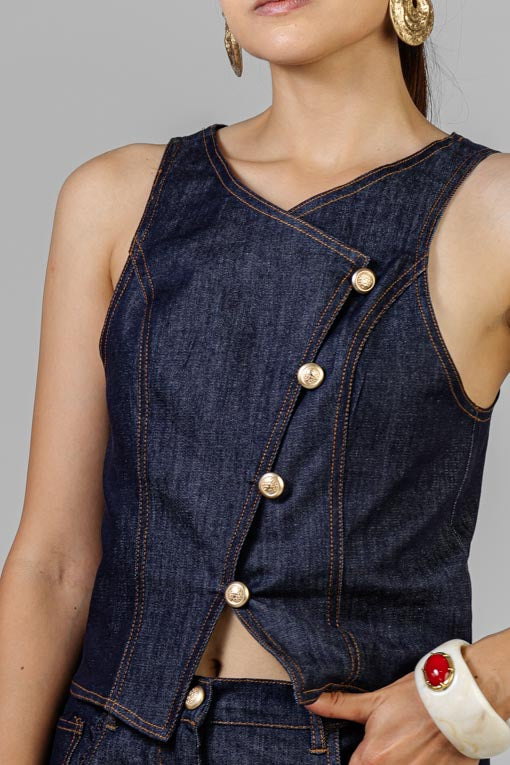 CONJUNTO DENIM CHALECO CRUZADO