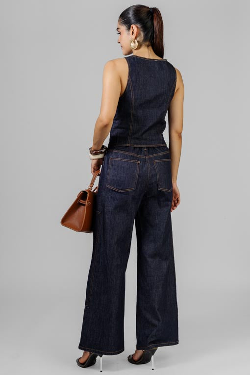 CONJUNTO DENIM CHALECO CRUZADO