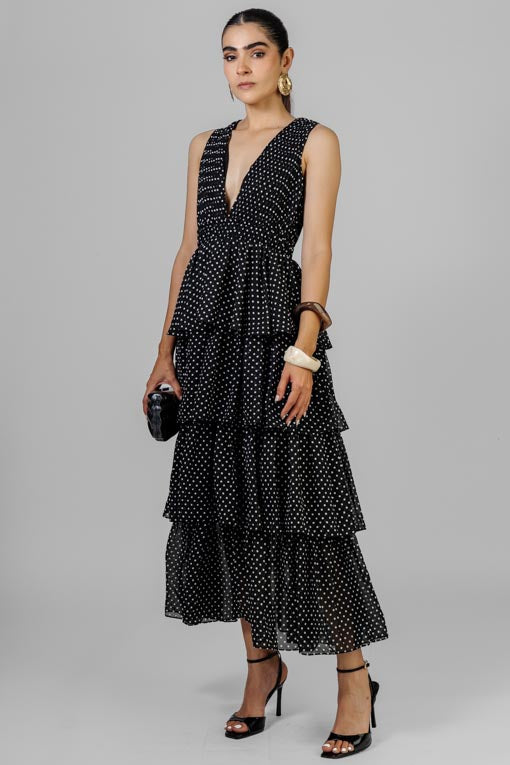 VESTIDO POLKA NEGRO