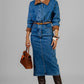 VESTIDO MEZCLILLA CUELLO SUEDE