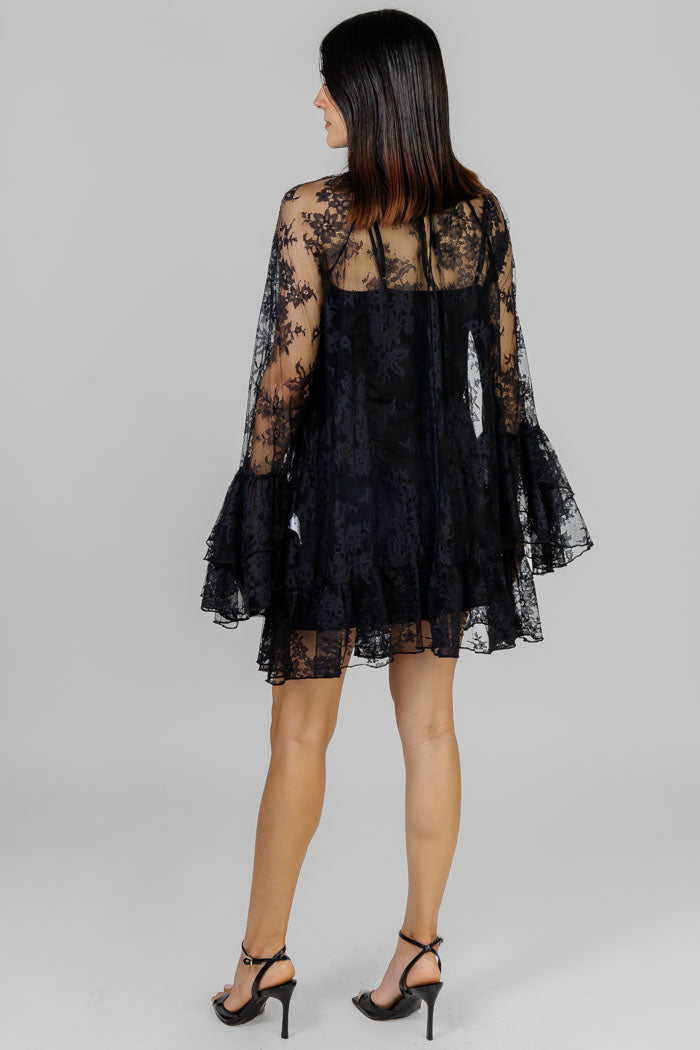 VESTIDO LACE TIE-NECK