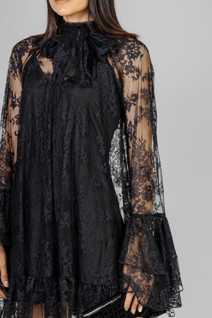 VESTIDO LACE TIE-NECK