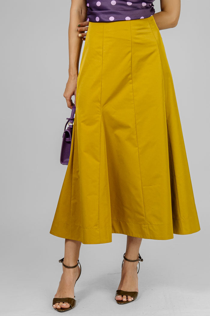 FALDA MIDI MOSTAZA