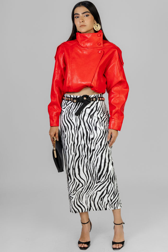 CHAMARRA ROJA CROP