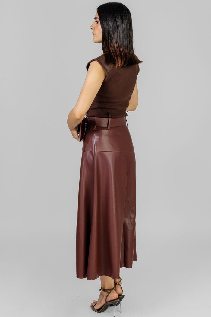 FALDA MIDI VINIPIEL