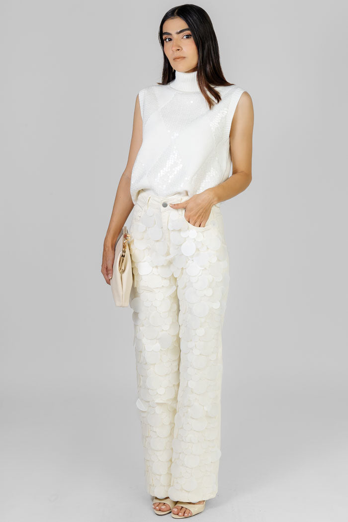 BLUSA BLANCA LENTEJUELAS