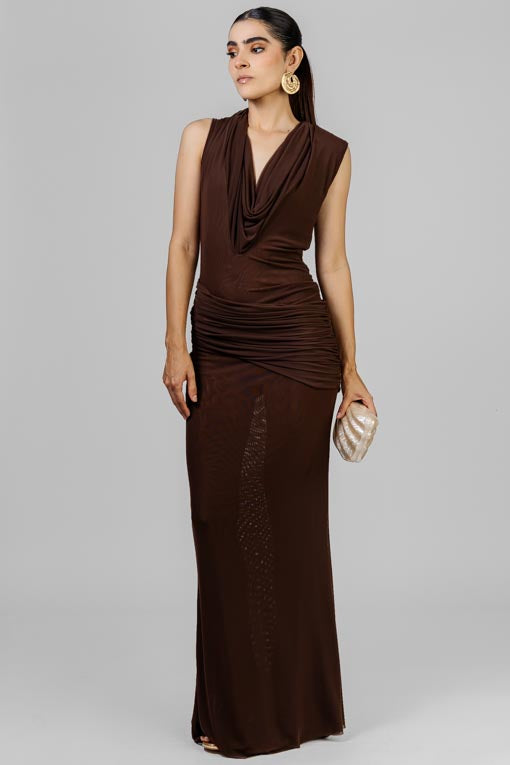 VESTIDO LARGO DRAPEADO