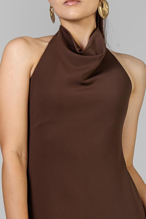 VESTIDO HALTER FALDA MESH