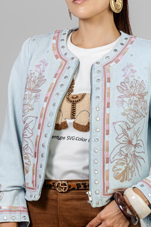 CHAQUETA DENIM BORDADA