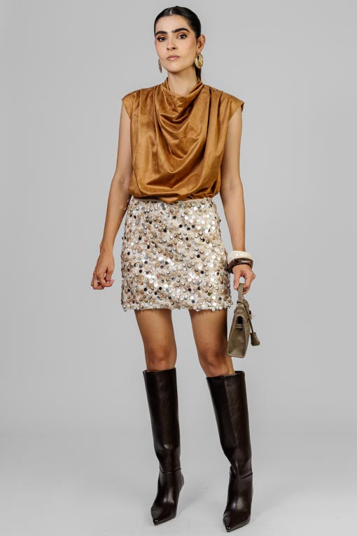 FALDA LENTEJUELA BEIGE