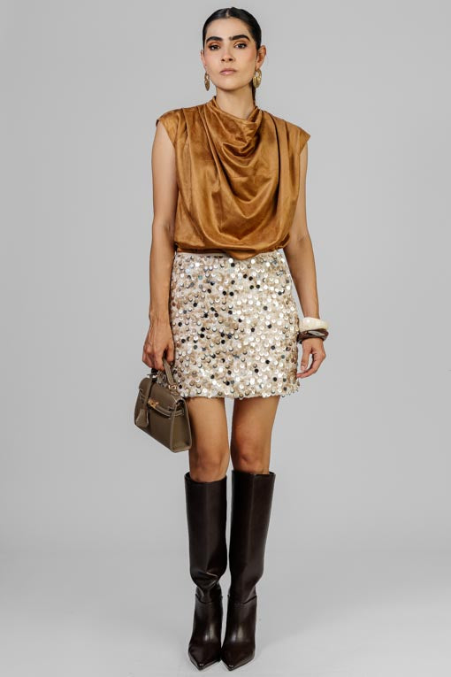 FALDA LENTEJUELA BEIGE